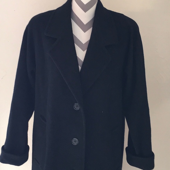 Vintage Larry Levine 💯 % wool coat black sz 6 - Picture 2 of 6